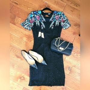 Vintage Laurence Kazar Silk Beaded Dress